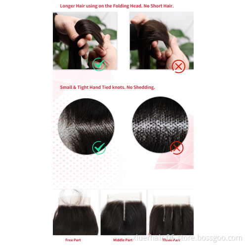 Virgin Brazilian Hair Organic Curl Hair Weave 3 Pieces Lot Organic Human Hair Bundles With Top Lace Closure